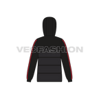 Mens Jacket with Padded Panels flat sketch, back view