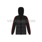 Mens Jacket with Padded Panels flat sketch, front view