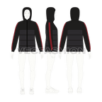 Mens Jacket with Padded Panels flat sketch, croqui sketch