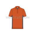 Mens jersey polo neck shirt flat sketch, front view