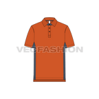 Mens jersey polo neck shirt flat sketch, front view
