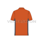 Mens jersey polo neck shirt flat sketch, back view