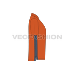 Mens jersey polo neck shirt flat sketch, side view