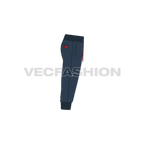 Mens joggers calf length flat sketch, side view