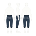 Mens joggers calf length flat sketch, croqui sketch