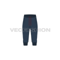 Mens joggers calf length flat sketch, front view