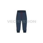 Mens joggers calf length flat sketch, front view