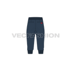 Mens joggers calf length flat sketch, back view