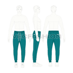 Mens joggers slim fit full length flat sketch, croqui sketch