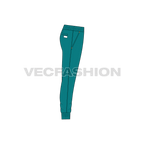 Mens joggers slim fit full length flat sketch, side view