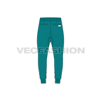 Mens joggers slim fit full length flat sketch, back view