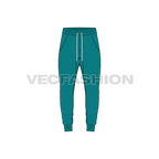 Mens joggers slim fit full length flat sketch, front view