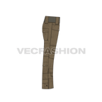 Mens junker pants flat sketch, side view