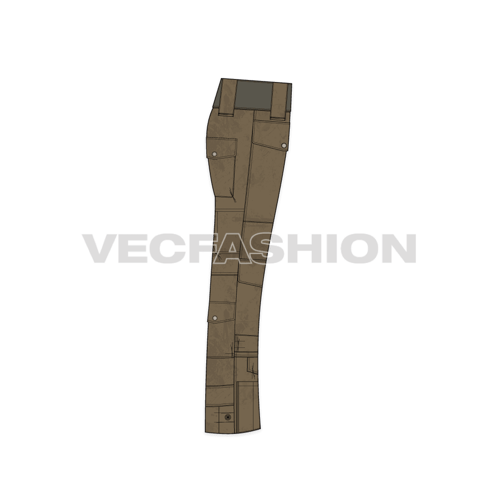 Mens junker pants flat sketch, side view