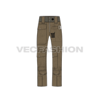 Mens junker pants flat sketch, front view