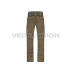 Mens junker pants flat sketch, back view