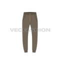Mens khaki jogger pants flat sketch, front view