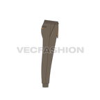 Mens khaki jogger pants flat sketch, side view