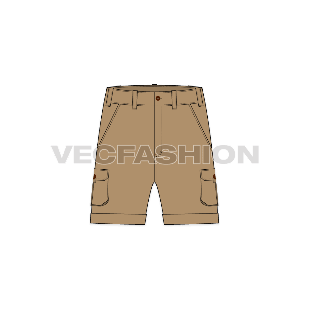 Mens Khaki Shorts With Patch Pockets