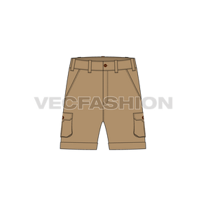 Mens Khaki Shorts With Patch Pockets