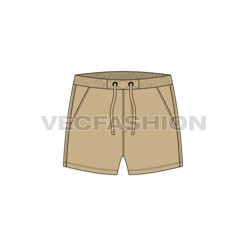 Mens Khaki Swim Shorts VecFashion