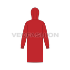 Mens Knee Length Windbreaker flat sketch, back view