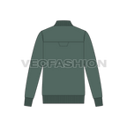 Mens Knitted Bomber Jacket flat sketch, back view