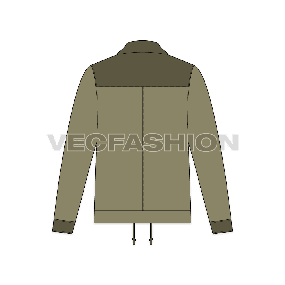 Mens Leather Jacket flat sketch, back view