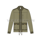 Mens Leather Jacket flat sketch, front view