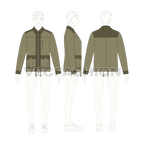 Mens Leather Jacket flat sketch, croqui sketch