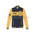 Mens lettermans jacket flat sketch, front view