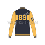 Mens lettermans jacket flat sketch, back view