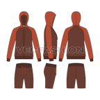 Mens light weight tracksuit flat sketch, showing all views, front, side and back