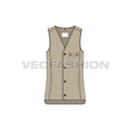 Mens light weight warmer vest flat sketch, front view