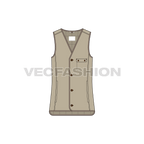 Mens light weight warmer vest flat sketch, front view