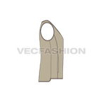 Mens light weight warmer vest flat sketch, side view