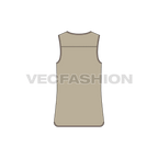 Mens light weight warmer vest flat sketch, back view