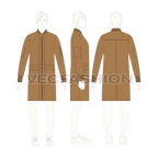 Mens Long Bomber Jacket flat sketch, croqui sketch