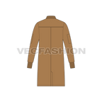 Mens Long Bomber Jacket flat sketch, back view