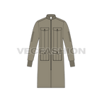 Mens Long Bomber Jacket flat sketch, front view