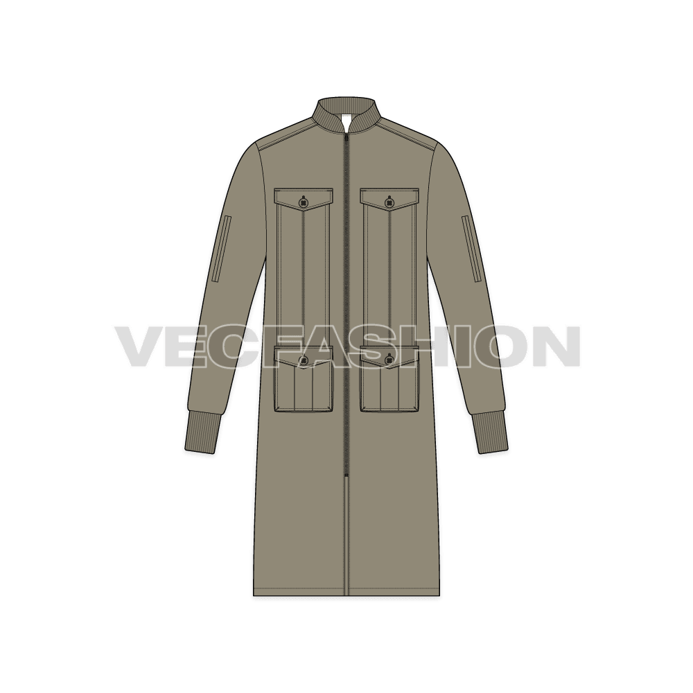 Mens Long Bomber Jacket - VecFashion
