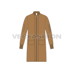 Mens Long Bomber Jacket flat sketch, front view
