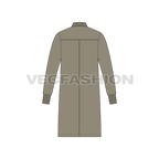 Mens Long Bomber Jacket flat sketch, back view
