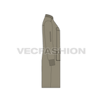 Mens Long Bomber Jacket flat sketch, side view