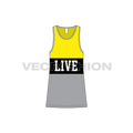 Mens long length lose fit gym tank flat sketch, front view
