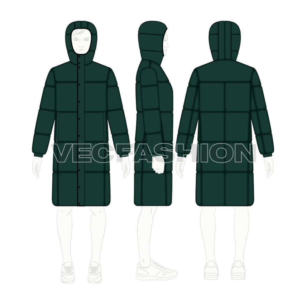 Mens Long Length Puffer Coat VecFashion