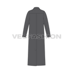Mens Long Over Coat flat sketch, back view