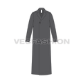 Mens Long Over Coat flat sketch, front view