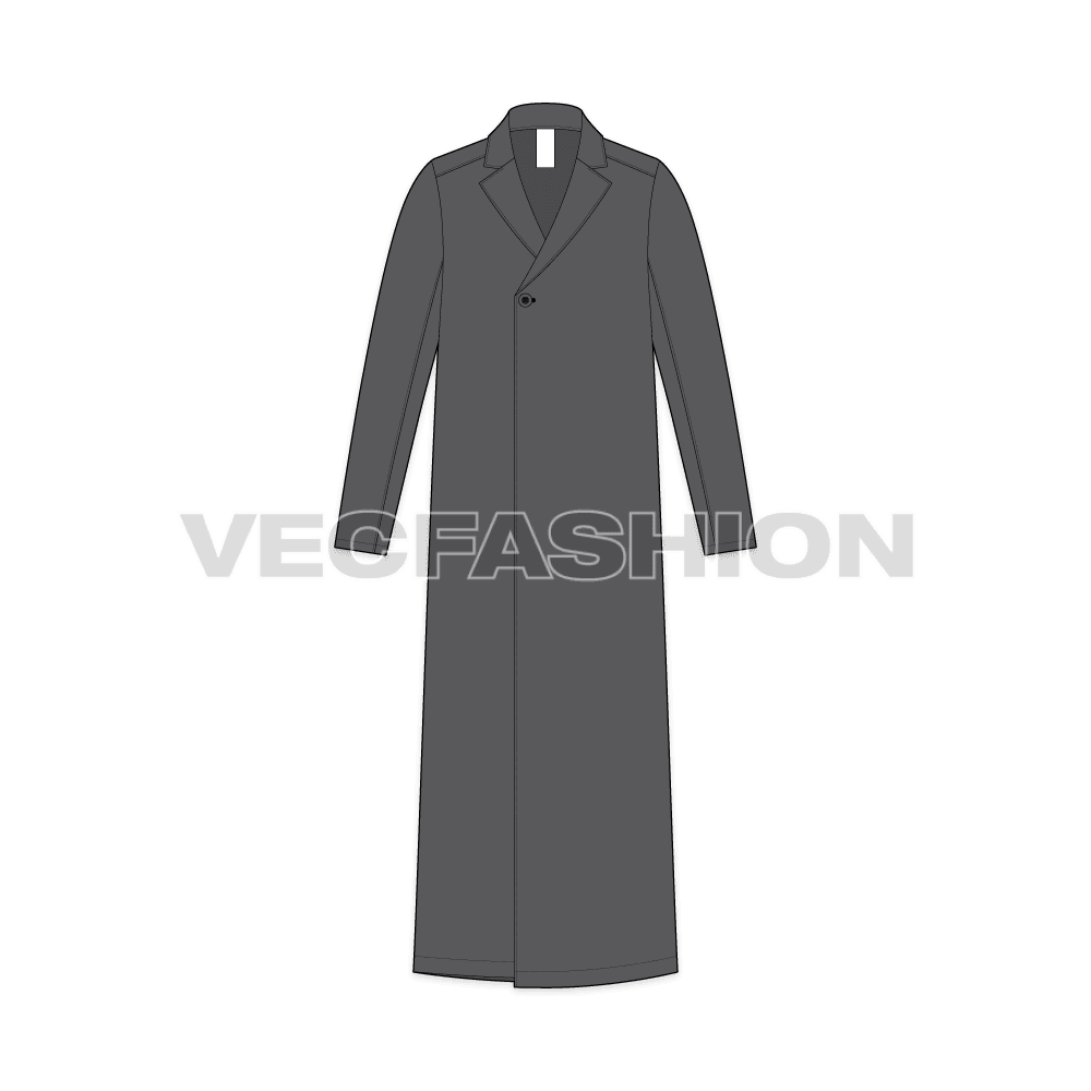 Mens Long Over Coat front view