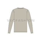 Mens long sleeved henley neck shirt flat sketch, back view
